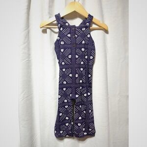 Ade Ayo Baby Girls 3-6m Indigo White Geometric Print Cotton Jumpsuit Romper NWOT